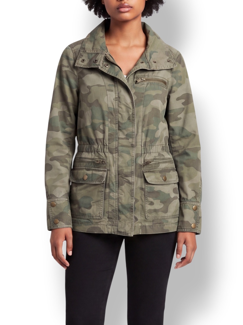 4/$20 Gap Green Camo Utility Field Jacket Cargo Pockets Small